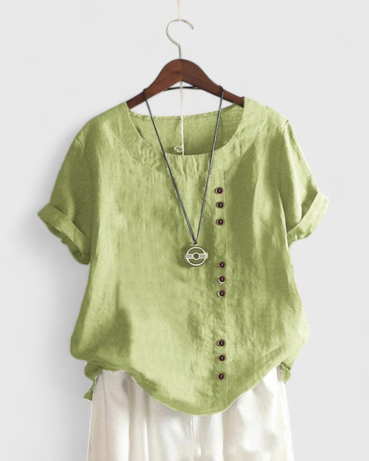 Chic Off-Center Button Top