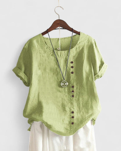 Chic Off-Center Button Top