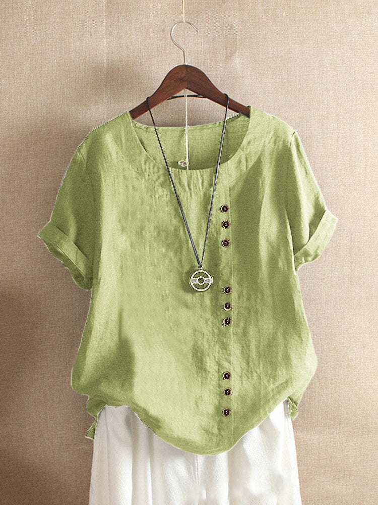 Classic Crew Neck Cotton Linen T-Shirt