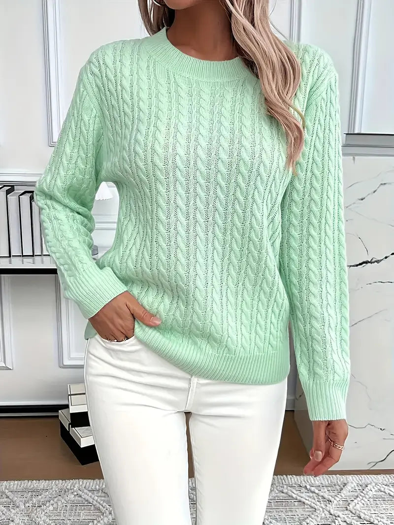 Image of Frances | Women's Long Sleeve Cable Knit Sweater