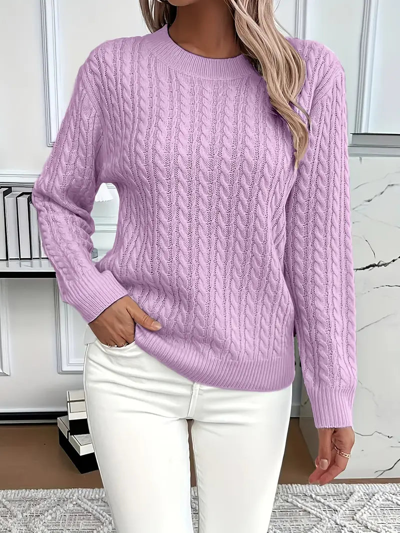 Image of Frances | Women's Long Sleeve Cable Knit Sweater
