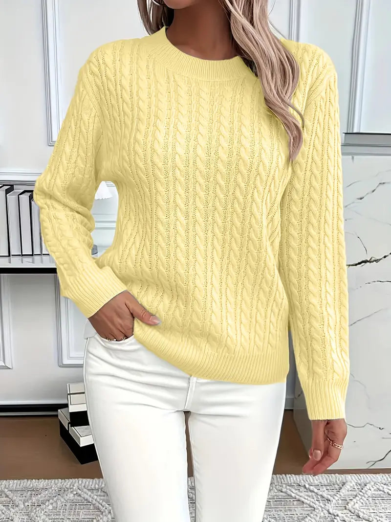Image of Frances | Women's Long Sleeve Cable Knit Sweater