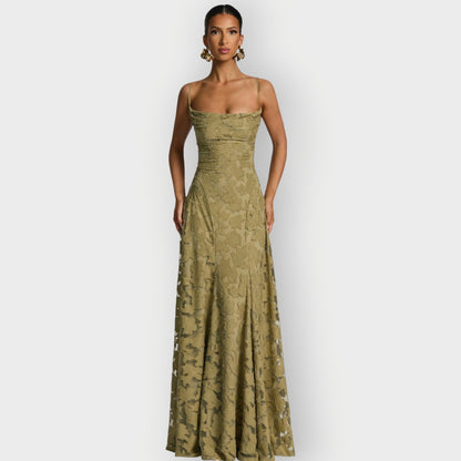Elegant Strapless Velvet Evening Gown