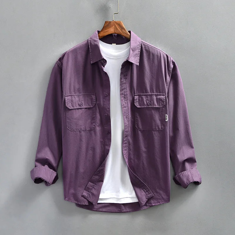 Men's Long Sleeve Button-Up Shirt - VibreMode