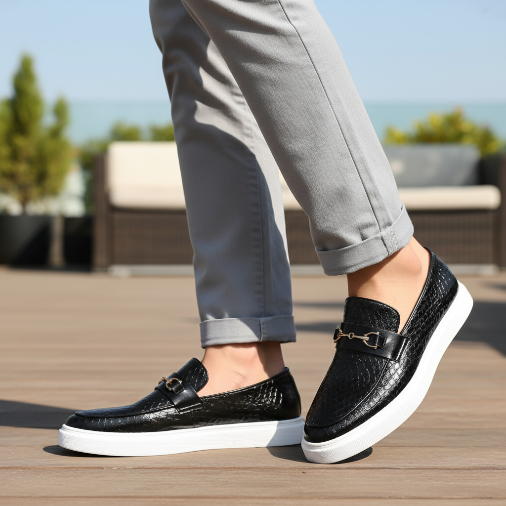 Men's Textured Slip-On Loafers