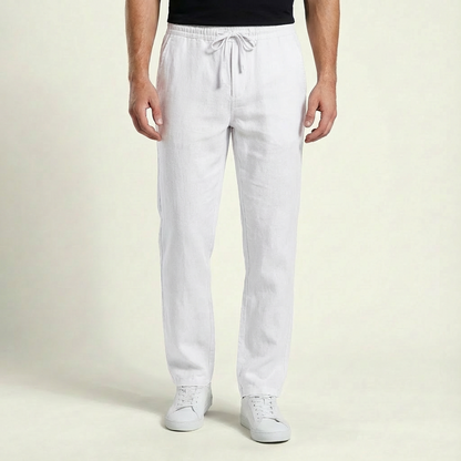 Men's Linen Trousers Lightweight Beige - VibreMode