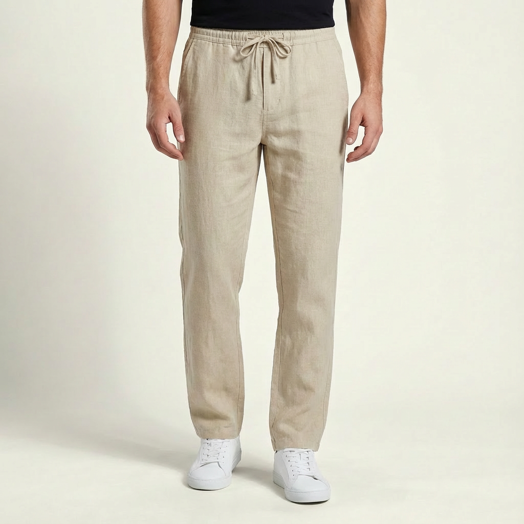 Men's Linen Trousers Lightweight Beige