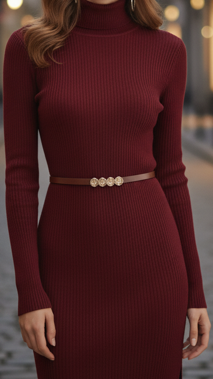 Chic Ladies Floral Waist Midi Dress