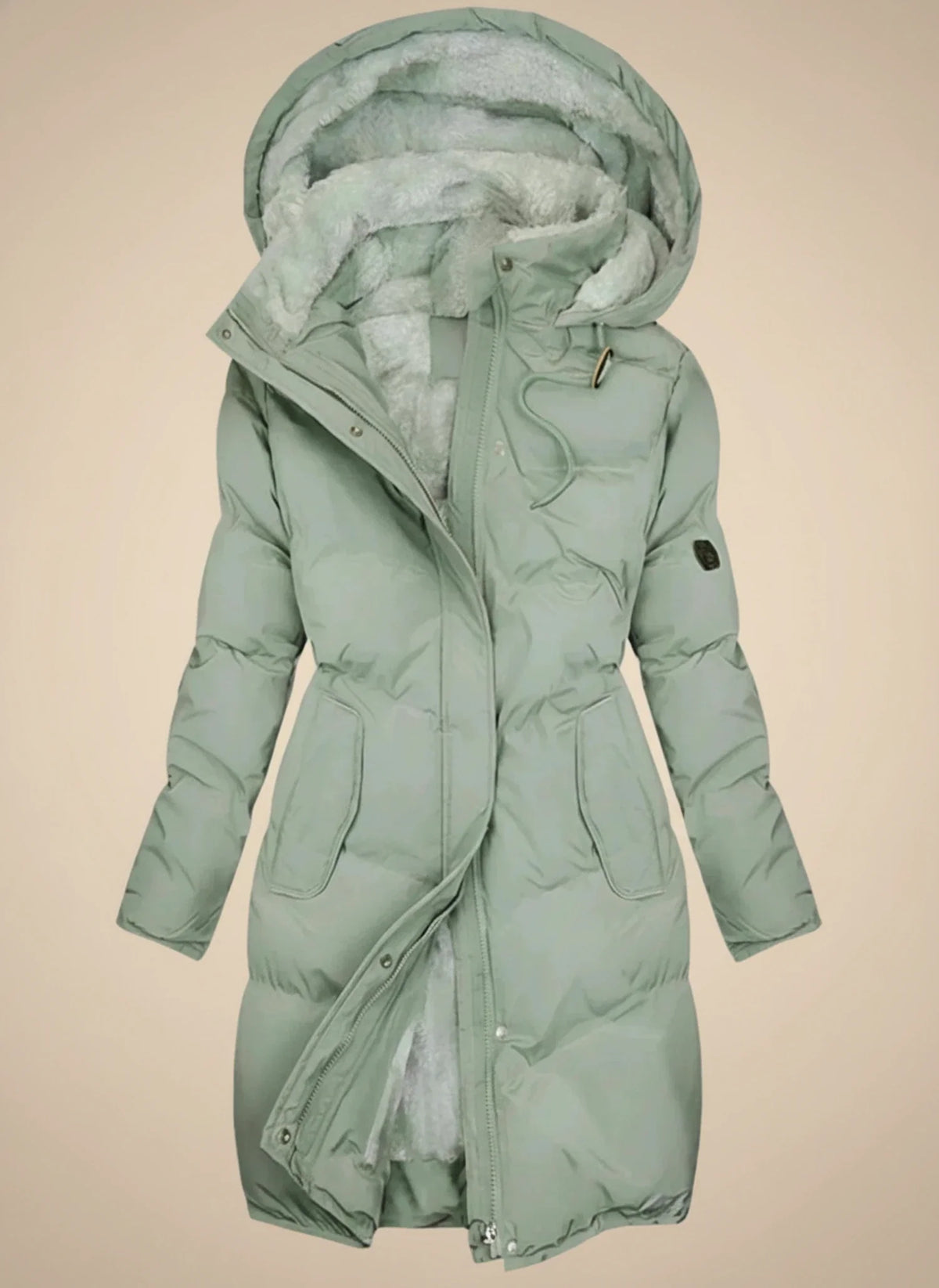 Women's Fur Lined Puffer Jacket Hooded - VibreMode