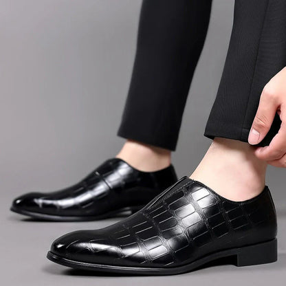 Men's Slip-On Dress Shoes Textured Leather