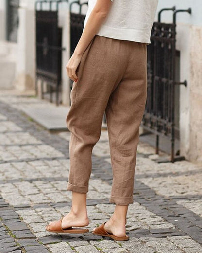 Image of Gail | Women's Cropped Elastic Waist Trousers