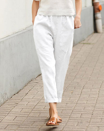 Image of Gail | Women's Cropped Elastic Waist Trousers