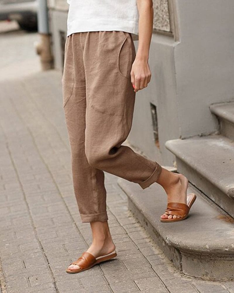 Image of Gail | Women's Cropped Elastic Waist Trousers