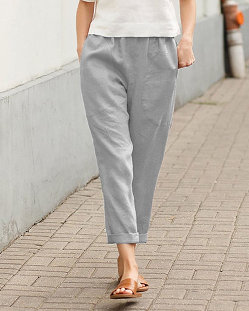 Image of Gail | Women's Cropped Elastic Waist Trousers