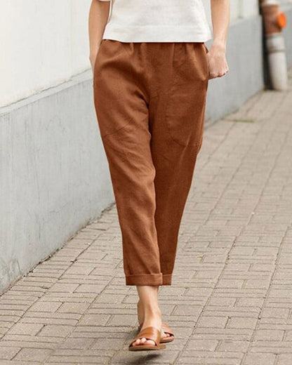 Image of Gail | Women's Cropped Elastic Waist Trousers