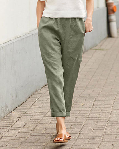 Image of Gail | Women's Cropped Elastic Waist Trousers