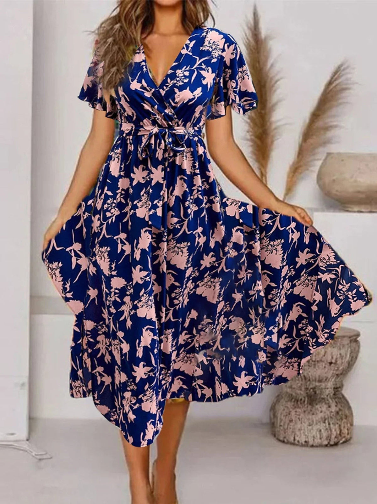Image of Gail | Women's Floral Wrap Midi Dress
