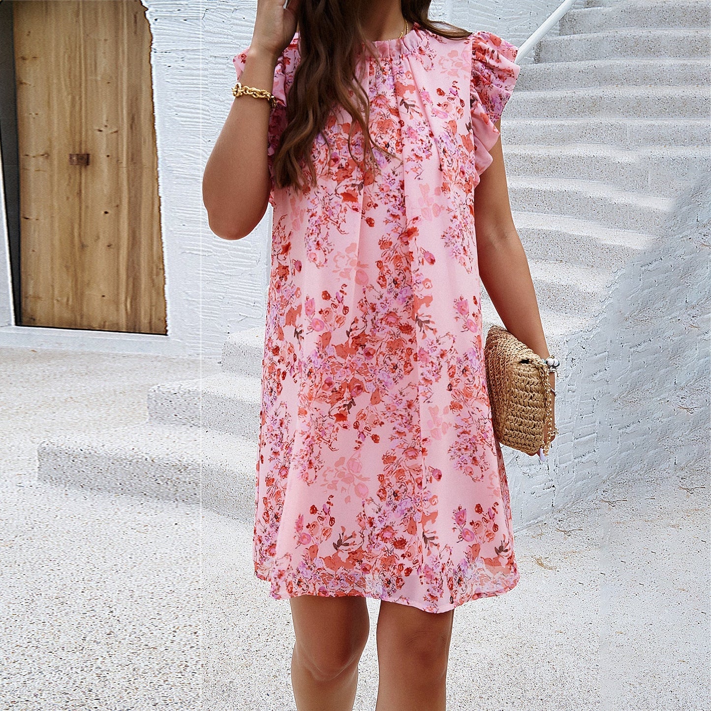 Image of Gail | Women's Ruffle Sleeve Mini Dress