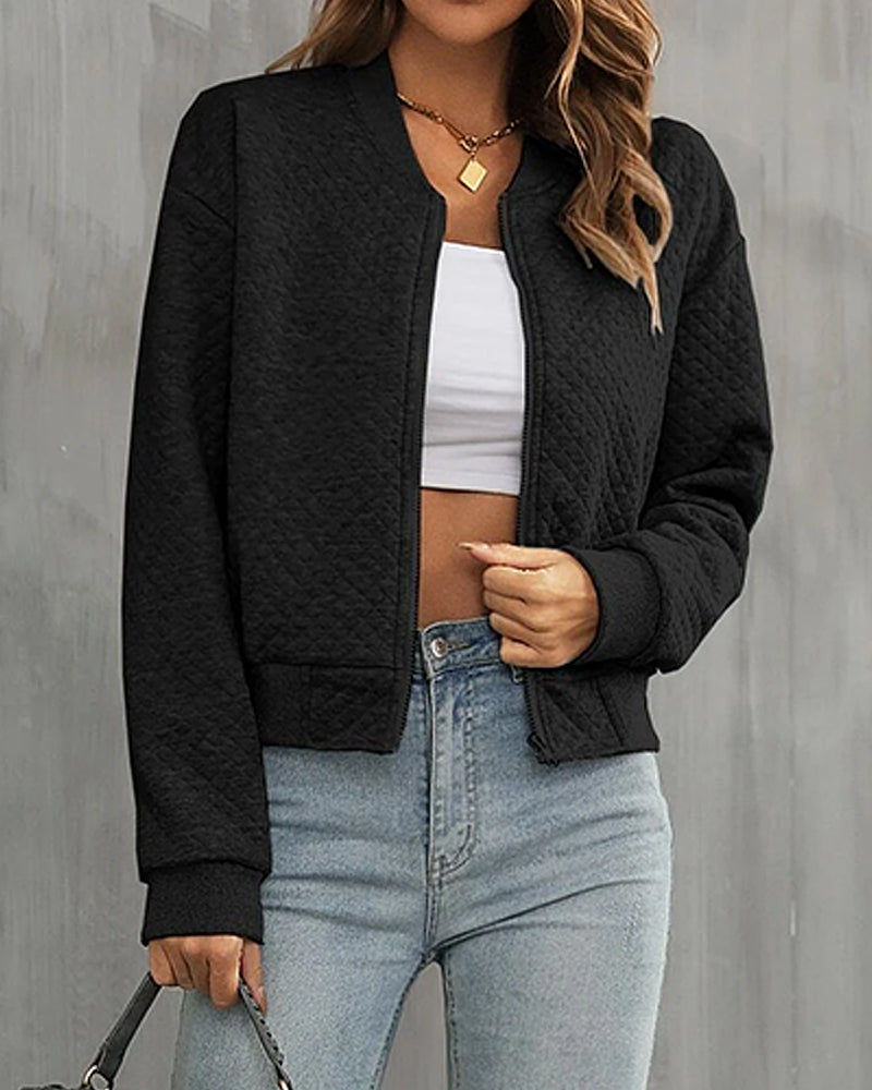 Women's Quilted Bomber Jacket Zip-Up - VibreMode
