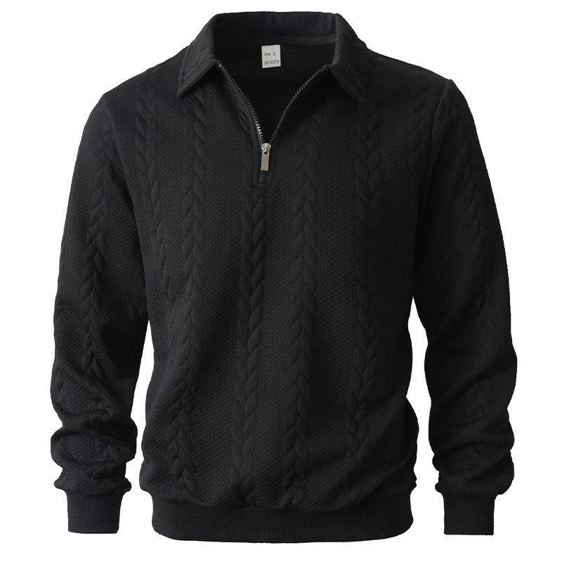 Image of Garrett | Men's Long Sleeve Zip Neck Polo Shirt