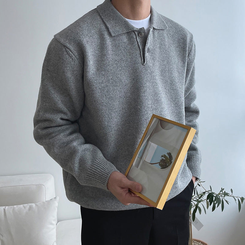Men's Long Sleeve Polo Sweater - VibreMode