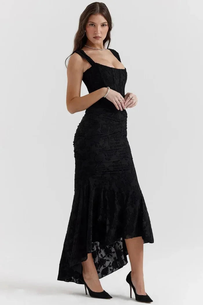 Women's Floral Lace Midi Dress Sleeveless