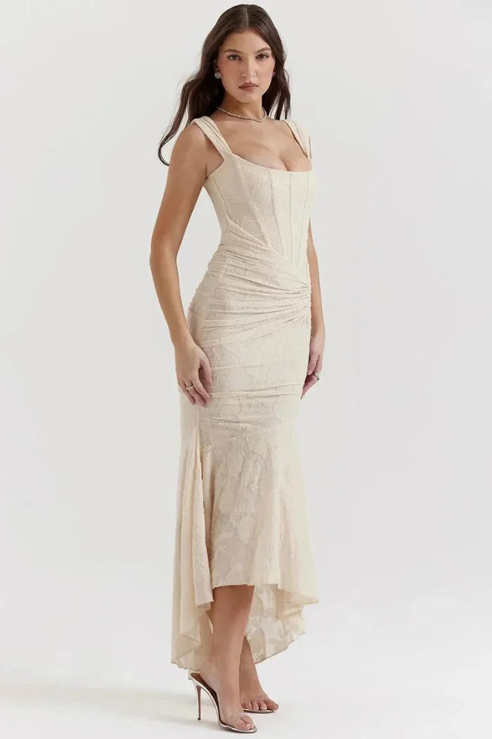 Women's Floral Lace Midi Dress Sleeveless