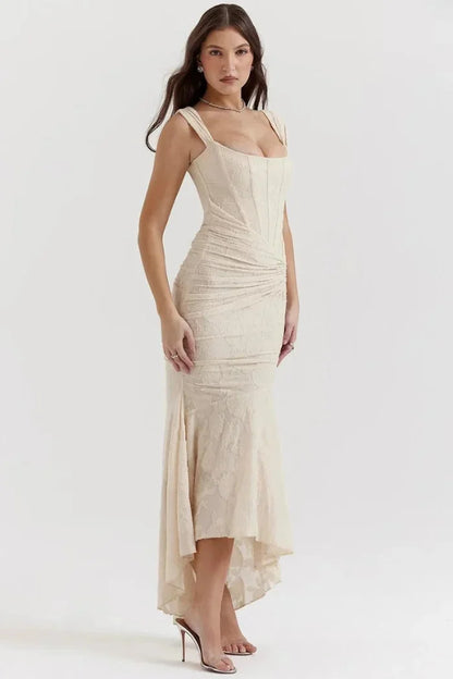 Women's Floral Lace Midi Dress Sleeveless