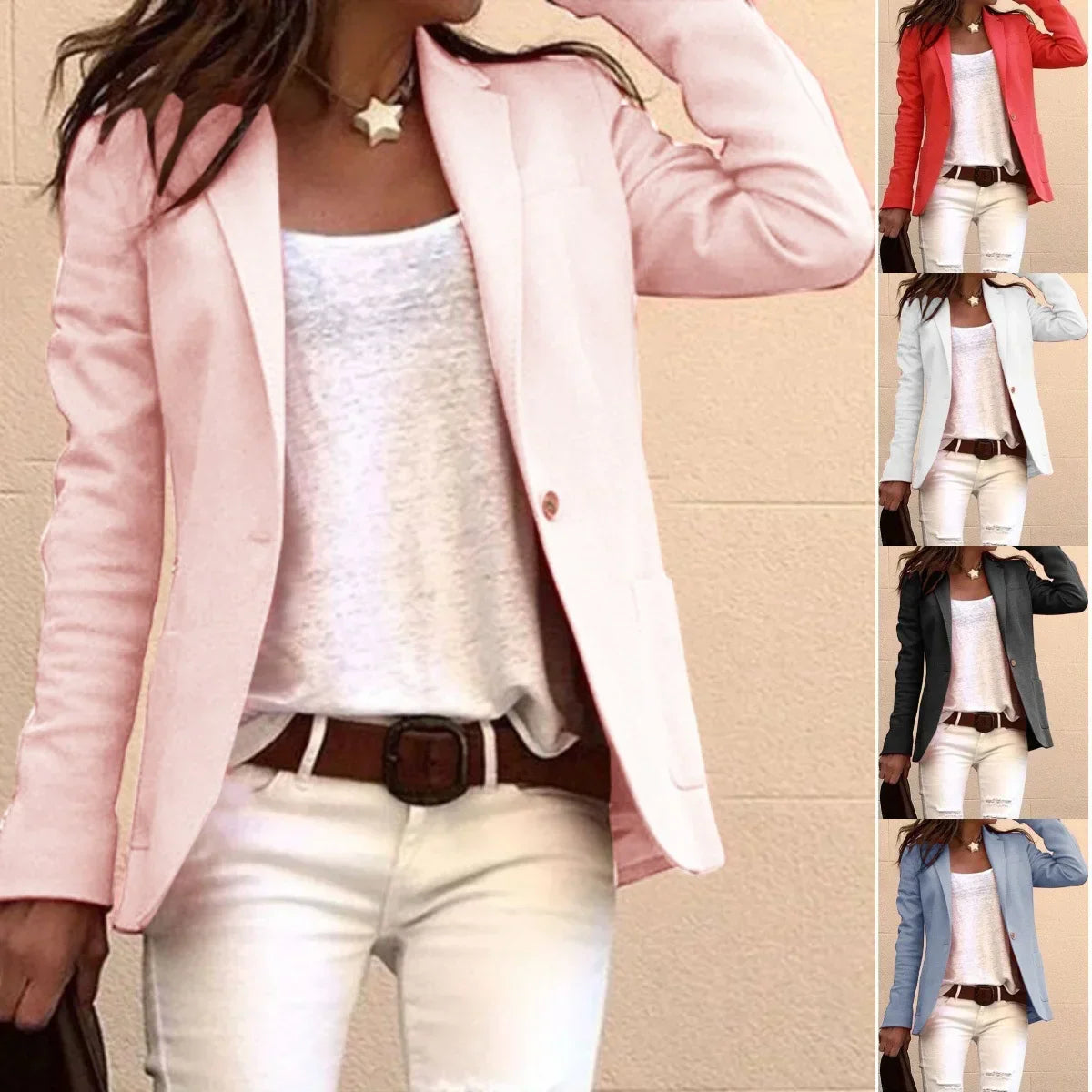 Image of Georgia | Women's Long Sleeve Button Front Blazer
