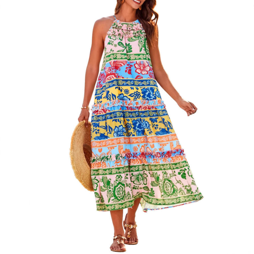 Women's Floral Maxi Dress Sleeveless - VibreMode