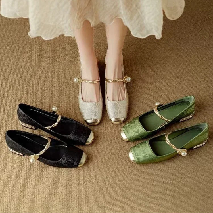 Sparkly Buckle Mary Jane Pumps for Women