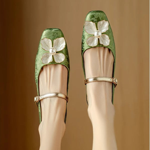 Elegant Floral Mary Jane High Heel Shoes