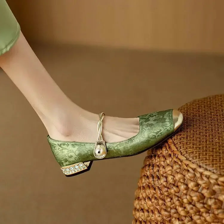 Sparkly Buckle Mary Jane Pumps for Women