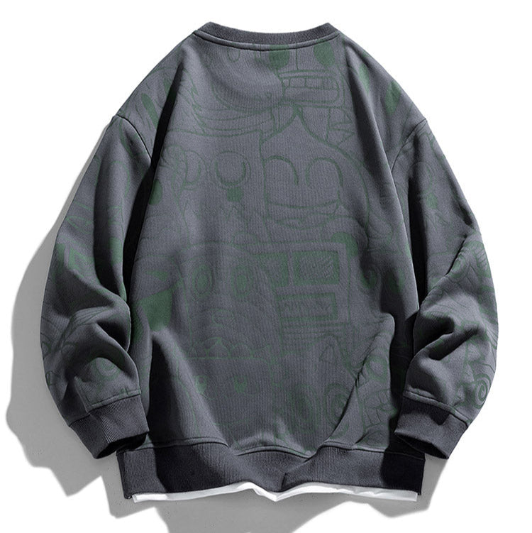 Trendy Printed Crew Sweatshirt