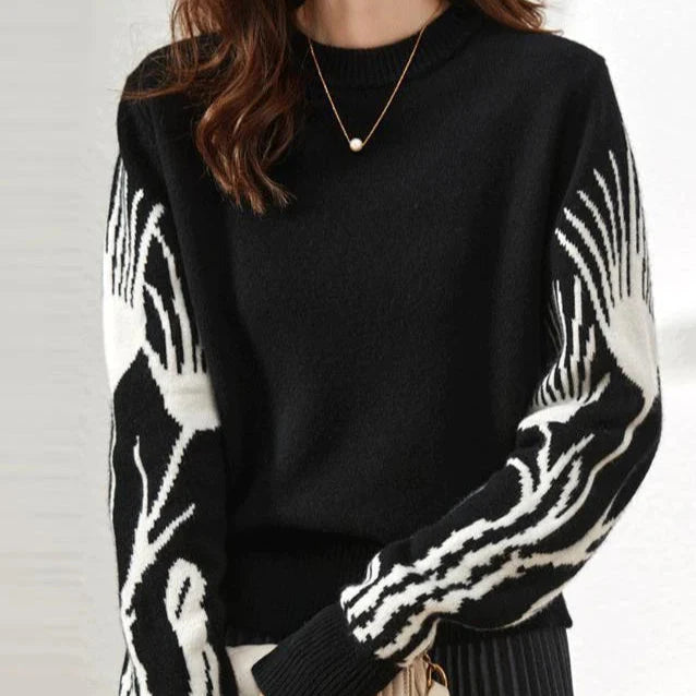 Trendy Print Crew Sweater