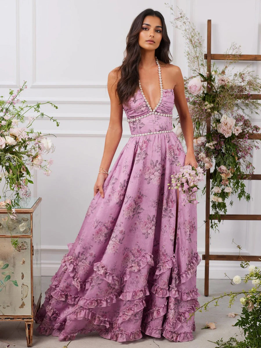 Women's A-Line Halter Maxi Dress - VibreMode