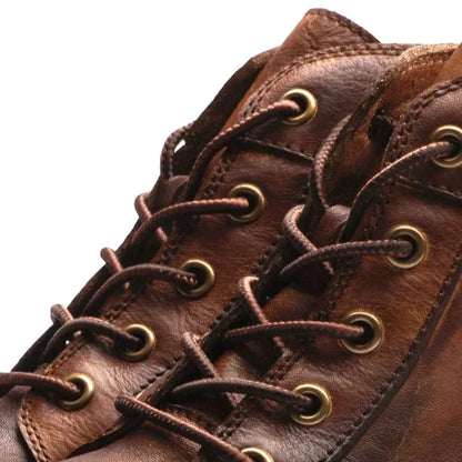 Men's Vintage Ankle Boots Lace-Up Leather Rugged Brown