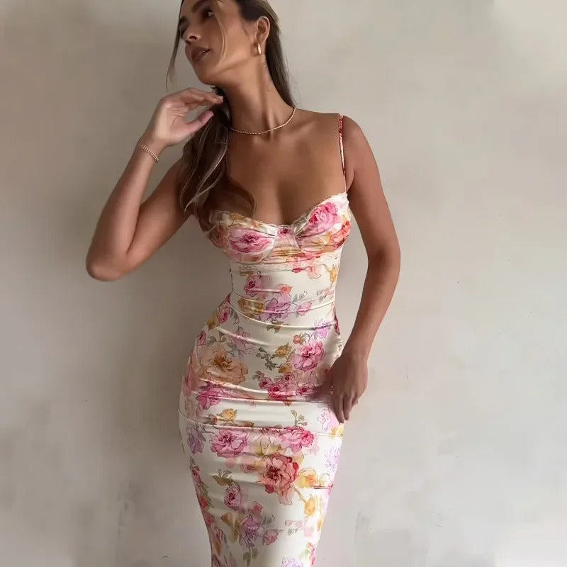 Image of Gina | Women's Floral Bodycon Midi Dress