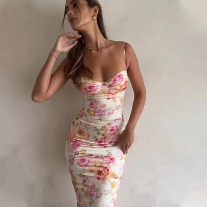 Image of Gina | Women's Floral Bodycon Midi Dress
