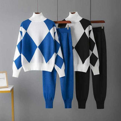 Women's Knit Two-Piece Set Turtleneck Bottoms