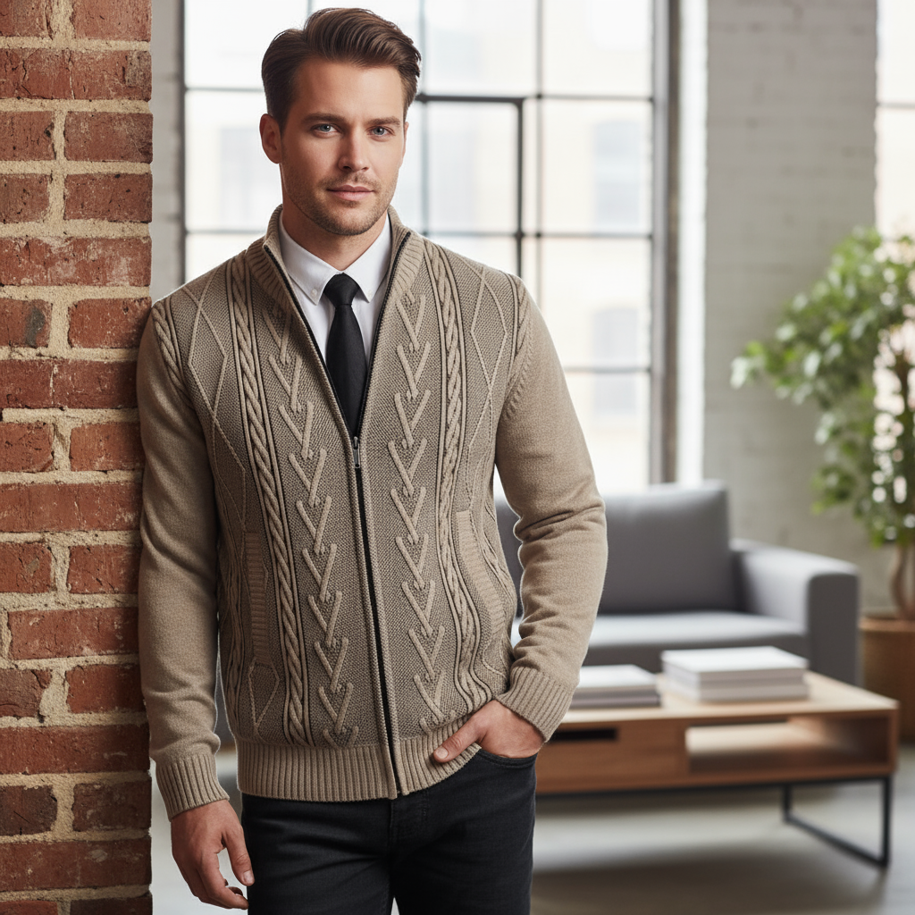Classic Crew Neck Cable Sweater - VibreMode