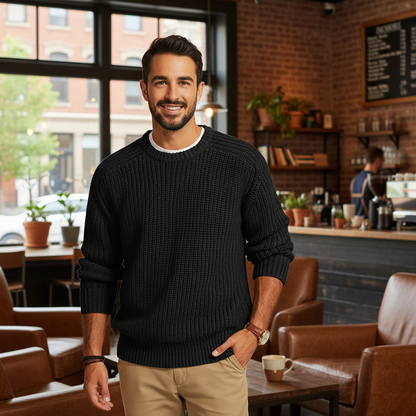 Thick Knit Casual Crew Neck Sweater - VibreMode