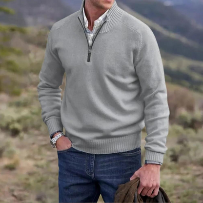 Men's Mock Neck Quarter Zip Sweater - VibreMode