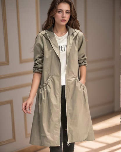 Gloria Women's Longline Hooded Jacket - VibreMode