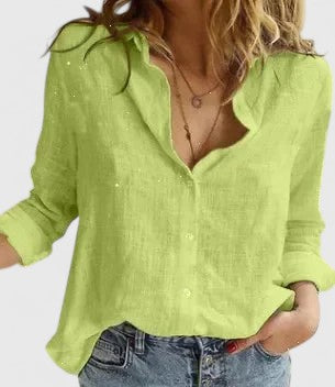 Classic Women's Linen Collar Button Shirt