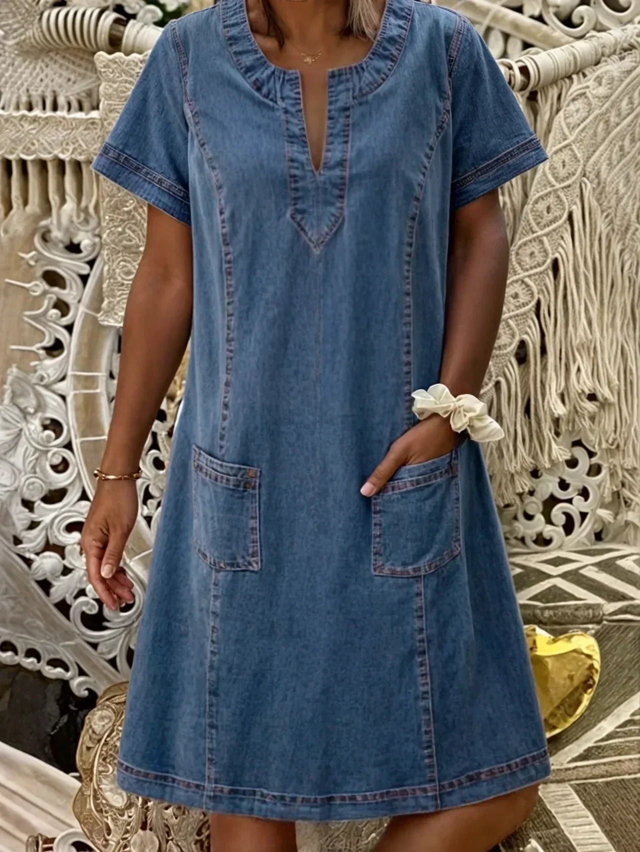 Relaxed Fit Ladies Sundress with Pockets - VibreMode
