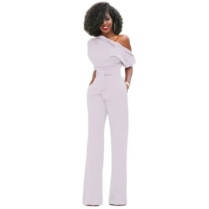 Women's One Shoulder Belted Jumpsuit