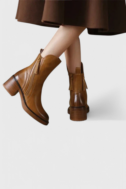 Women's Block Heel Boots Side Zip