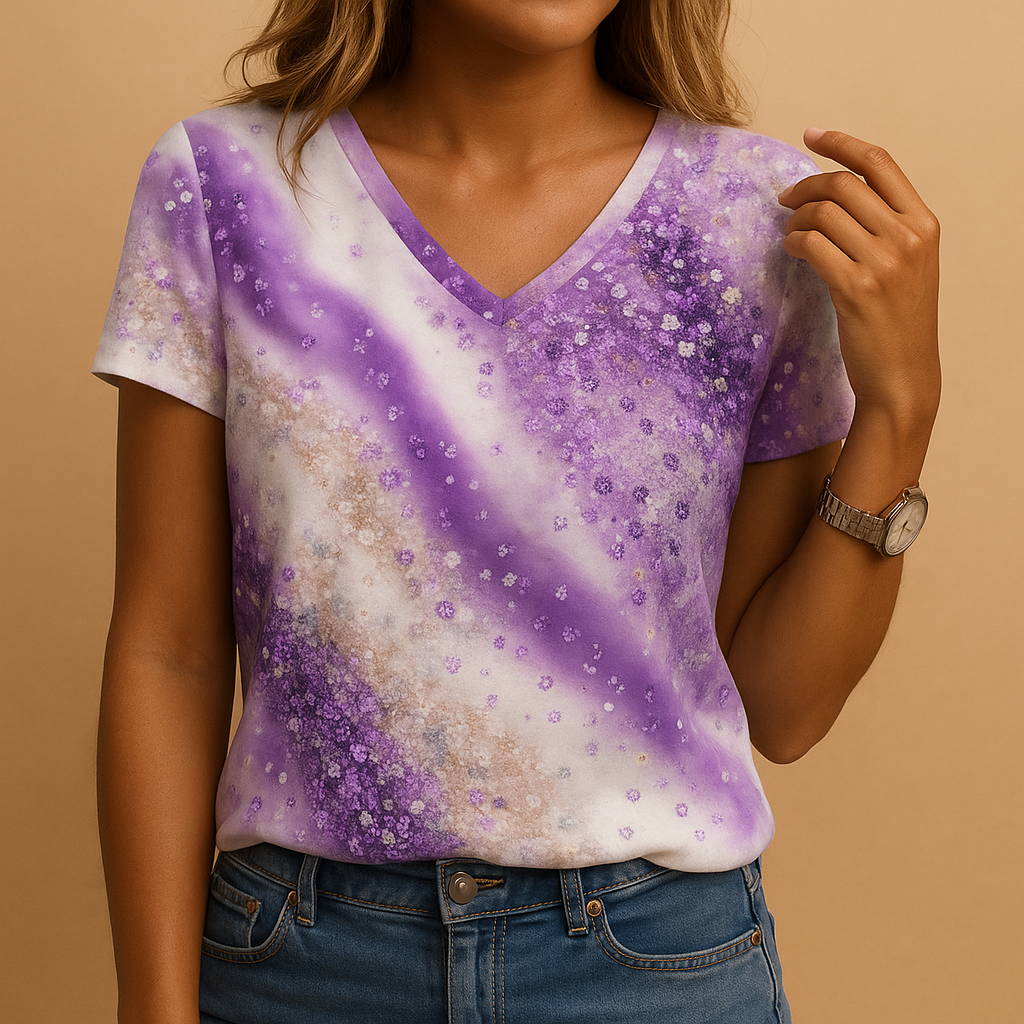 Colorful V-Neck Women's Blouse - VibreMode