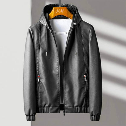 Premium Leather Hoodie Coat